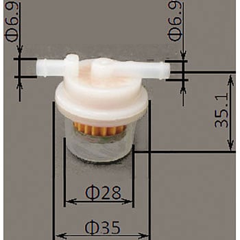 フューエル (ガソリン) フィルター バイク用 全長35.1mm MOFFT-2