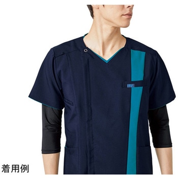 メンズジップスクラブ(R) ダークネイビー×ターコイズ - フォーク