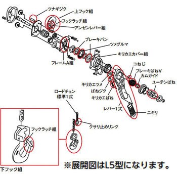 L5形レバーブロック用部品 ツメグルマ 適合機種L4・L5 LB008共通 L4BA008-91523