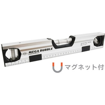 メガバブルマグネット付アルミレベルV溝付 アカツキ製作所(KOD)