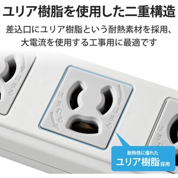 電源タップ ハーネスプラグ 3P 6個口 抜け止め 工事用 物件用 案件用