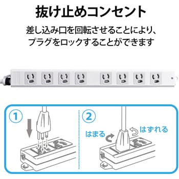 T-WHRM3850LG/RS 電源タップ ハーネスプラグ 3P 8個口 抜け止め 工事用