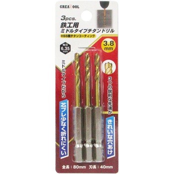 鉄工用ミドルタイプチタンドリル GREAT TOOL