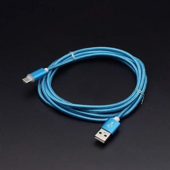 充電お知らせ機能付き [USB-C ⇔ USB-A]2.0ケーブル 充電・転送 ブルー色 GN-INDTC2M-BL