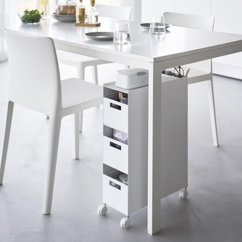 収納バスケットワゴン タワー 3段 ホワイト 山崎実業