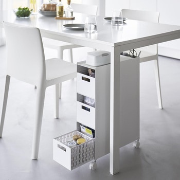 収納バスケットワゴン タワー 3段 ホワイト 山崎実業