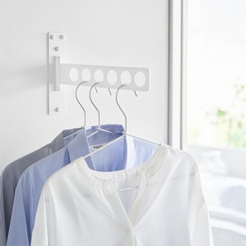 ウォール衣類ハンガー タワー 石こうボード壁対応 ホワイト - 山崎実業