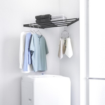 コーナーハンガーラック タワー 石こうボード壁対応 ブラック - 山崎実業