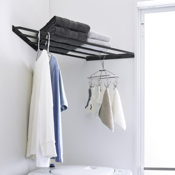 コーナーハンガーラック タワー 石こうボード壁対応 ブラック - 山崎実業