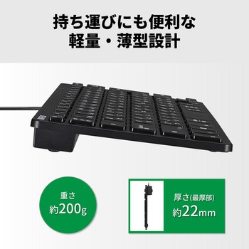 Type-C変換アダプタ付 有線 USB接続ミニキーボード ブラック BUFFALO(バッファロー)