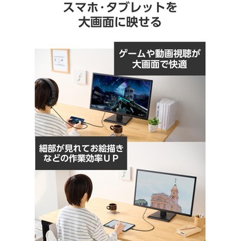 USB-C HDMI 変換ケーブル 4K/60Hz対応 (Windows MacBook Chromebook Android iPhone iPad) ミラーリング エレコム