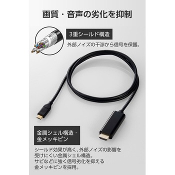 USB-C HDMI 変換ケーブル 4K/60Hz対応 (Windows MacBook Chromebook Android iPhone iPad) ミラーリング エレコム