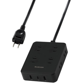 電源タップ USB延長コード コンセント8口 USB-C/USB-Aポート付 1.5m 雷ガード PSE適合 iPhone/スマホ等対応 エレコム