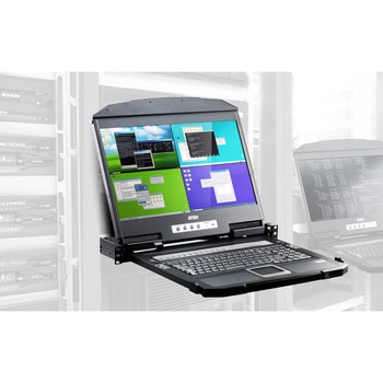 4ポートUSB HDMIマルチビューワイドスクリーンLCD KVMドロワー ショートレール付属 ATEN