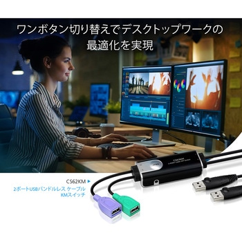 2ポートUSBケーブルKMスイッチ(マルチスクリーンコントロール対応) - ATEN