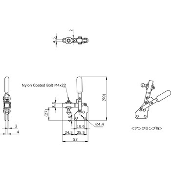 下方押えハンドル縦型クランプ カクタ