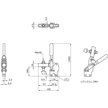下方押えハンドル縦型クランプ カクタ