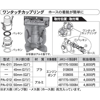 PA-011 エンジンポンプ用ワンタッチカップリングシリーズ 1個 工進 【通販モノタロウ】