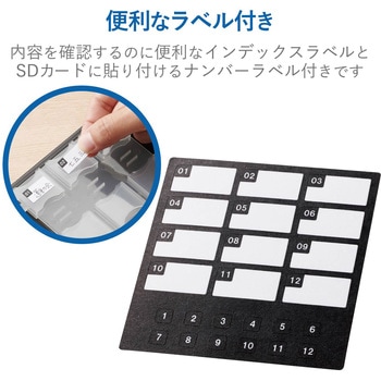 SDケース 12枚収納 インデックスラベル ナンバーラベル SD 保管 クリアタイプ エレコム