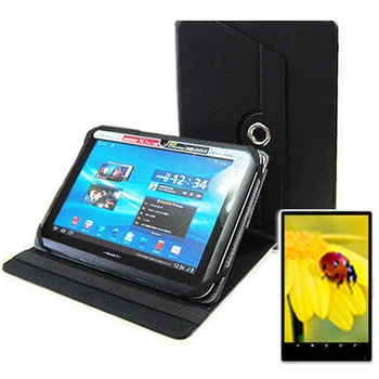 Google Nexus 10 10.055インチ 回転スタンド機能 タブレットケースと 指紋光沢 保護フィルム セット メディアフューチャー