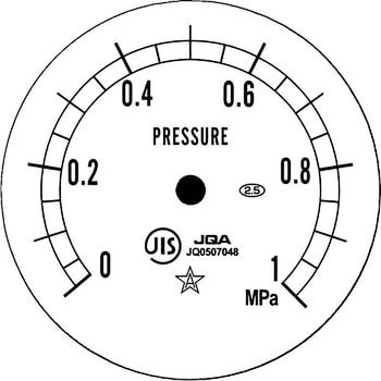 汎用圧力計(スターゲージ) Φ60 R1/4 A枠(立型つば無し) 圧力レンジ0～1MPa