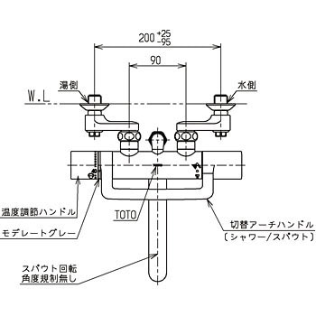 はっち  tmgg40qe TMGG40QE 壁付サーモスタットシャワー水栓 1台 TOTO 【通販モノタロウ】