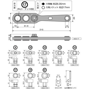 オフセットアダプター17mmソケットセット ANEX