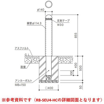 インパクトボラード 基礎式 ゴム製 Φ140 差込式カギ付 HC種対応品 サンポール