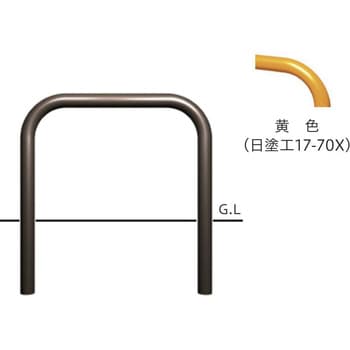 ハイパーボラード スチール製 横型W1000(コンクリート独立基礎)タイプ 固定式 帝金