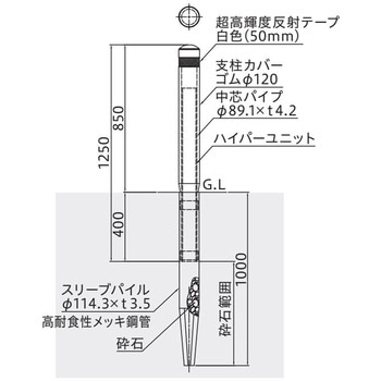 ハイパーボラード ゴム製カバー(土中式杭基礎)タイプ 固定式 帝金