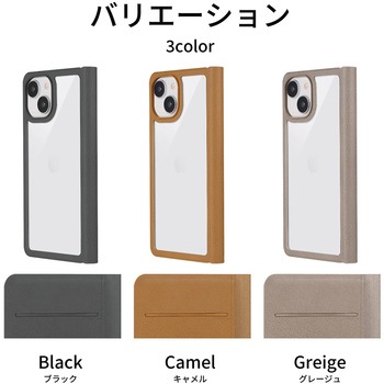 iPhone 15 iPhone14 軽量・背面クリアフラップケース 耐衝撃 薄型 マグネット仕様 ストラップホール付 LEPLUS NEXT