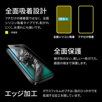iPhone 15 ガラスフィルム 全面保護 反射防止・ブルーライトカット LEPLUS NEXT