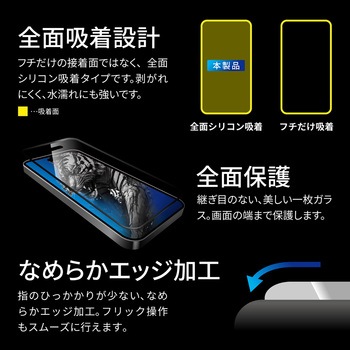 iPhone 15 ガラスフィルム 全面保護 ブルーライトカット LEPLUS NEXT