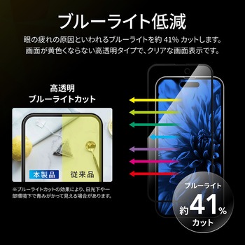 iPhone 15 ガラスフィルム 全面保護 ソフトフレーム ブルーライトカット LEPLUS NEXT