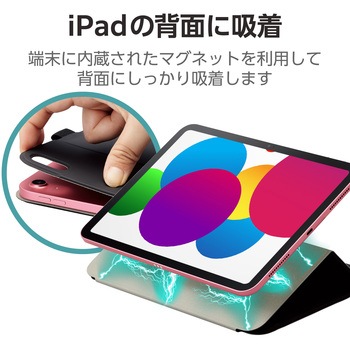 iPad 10.9インチ 第10世代 ケース ソフトレザー 本体マグネット装着 手帳型 スリープ対応 マグネット フラップ 多段階角度調整 スタンド機能 スリム エレコム