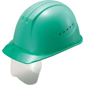 【名入れ可】エアライト搭載ヘルメット通気孔付き(シールド面付・PC製・透明ひさし型) 谷沢製作所