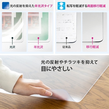 斜めカット デスクマット エコノミー 透明 半光沢 マウス対応 軟質 PLUS(プラス)[文具]