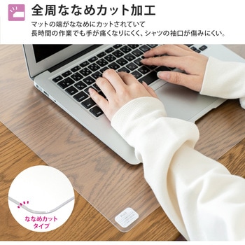 斜めカット デスクマット エコノミー 透明 半光沢 マウス対応 軟質 PLUS(プラス)[文具]