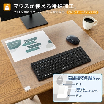 斜めカット デスクマット エコノミー 透明 半光沢 マウス対応 軟質 PLUS(プラス)[文具]