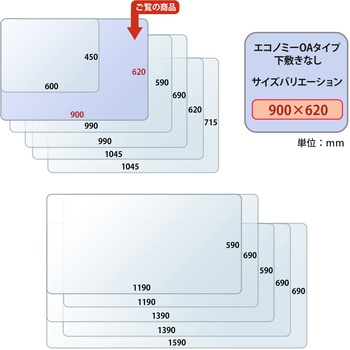 斜めカット デスクマット エコノミー 透明 半光沢 マウス対応 軟質 PLUS(プラス)[文具]