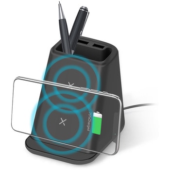 ペンスタンドUSBポート付きワイヤレス充電器 エアージェイ