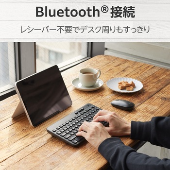 ワイヤレスキーボード 無線 Bluetooth メンブレン式 ミニサイズ テンキーレス コンパクト Caps Lock無効化スイッチ 日本語配列 軽い打ち心地 抗菌 エレコム