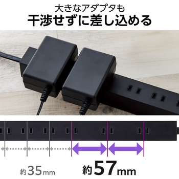 電源タップ 延長コード コンセント 2P 10個口 雷ガード マグネット スイングプラグ 脚パーツ付 エレコム