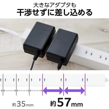 電源タップ 延長コード コンセント 2P 10個口 雷ガード マグネット スイングプラグ 脚パーツ付 エレコム