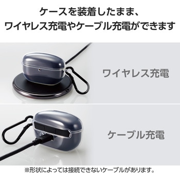 WF-1000XM5 (SONY) ケース ソフト カバー 耐衝撃 装着充電可 ワイヤレス充電可 紛失防止 カラビナ付 エレコム