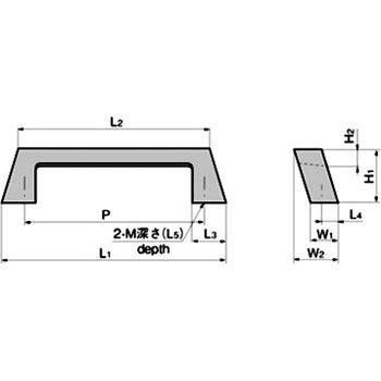 テーパー付角型取手(P=65) TAKIGEN(タキゲン)
