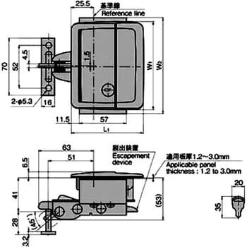 スナッチロック平面ハンドル(耐振用)