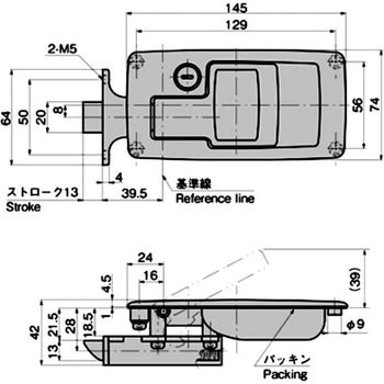 ラッチ式大型平面ハンドル TAKIGEN(タキゲン)