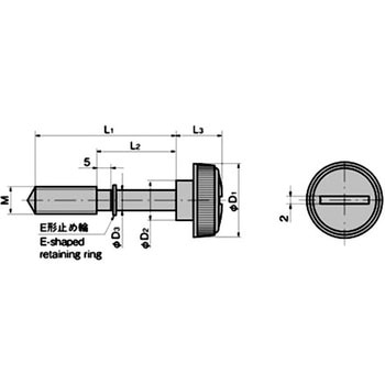 足長ローレットつまみ(M8×L1=44×L2=24) TAKIGEN(タキゲン)