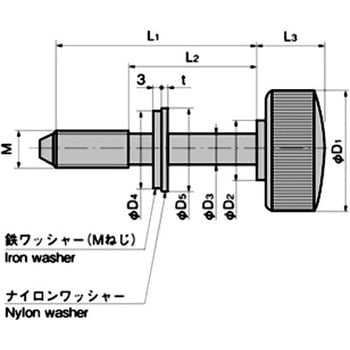 大型ローレットつまみ(首下L28・M8) TAKIGEN(タキゲン)